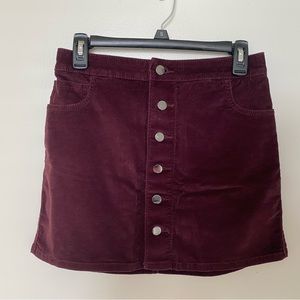 Maroon Corduroy Mini Skirt